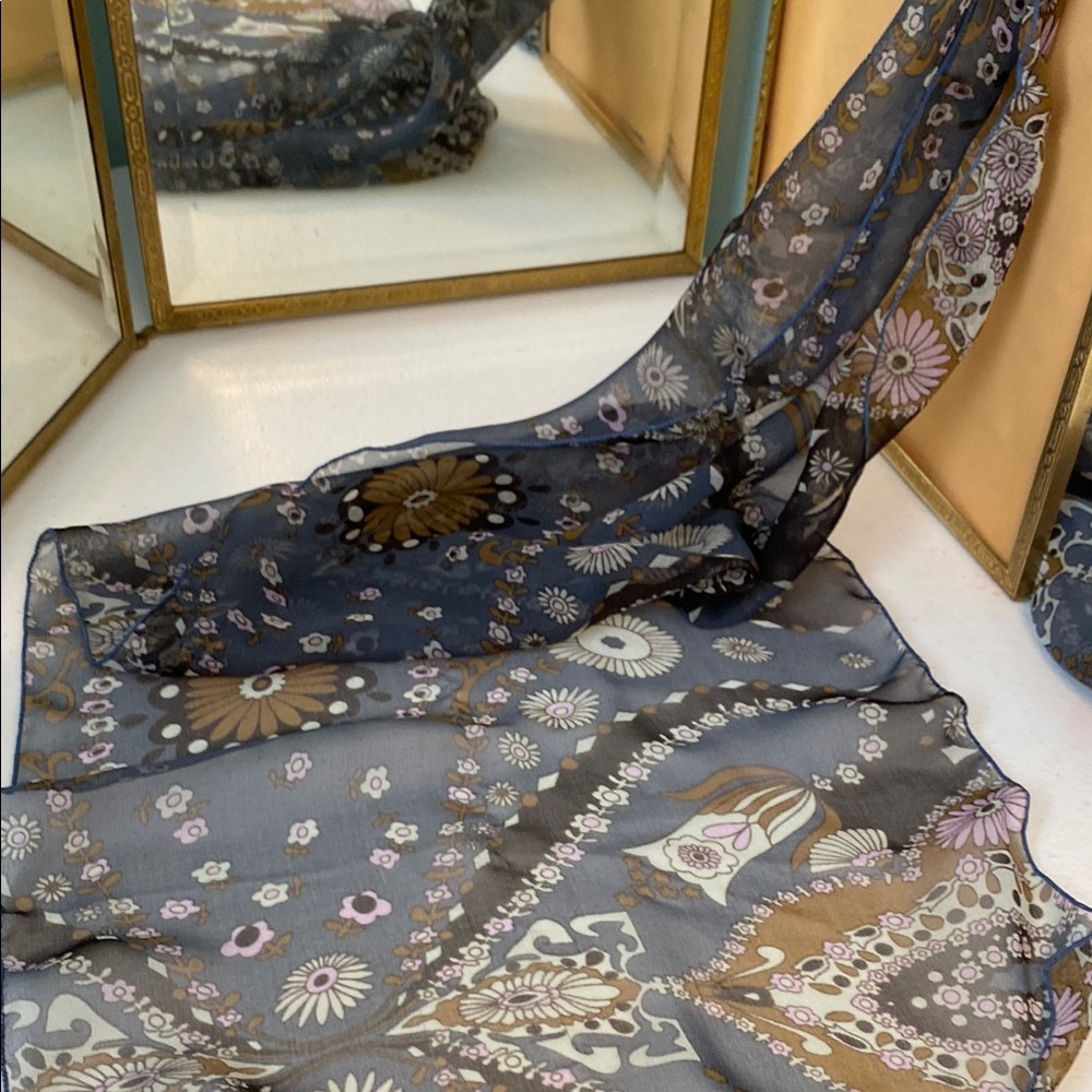 Dana Herbert Silk Floral Sheer Scarf